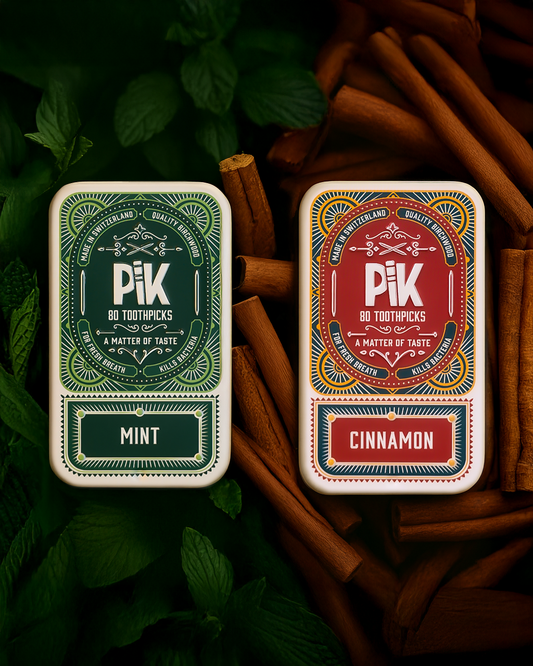 Pik Ice & Fire Duo – Swiss birchwood toothpicks infused with organic mint and cinnamon essential oils